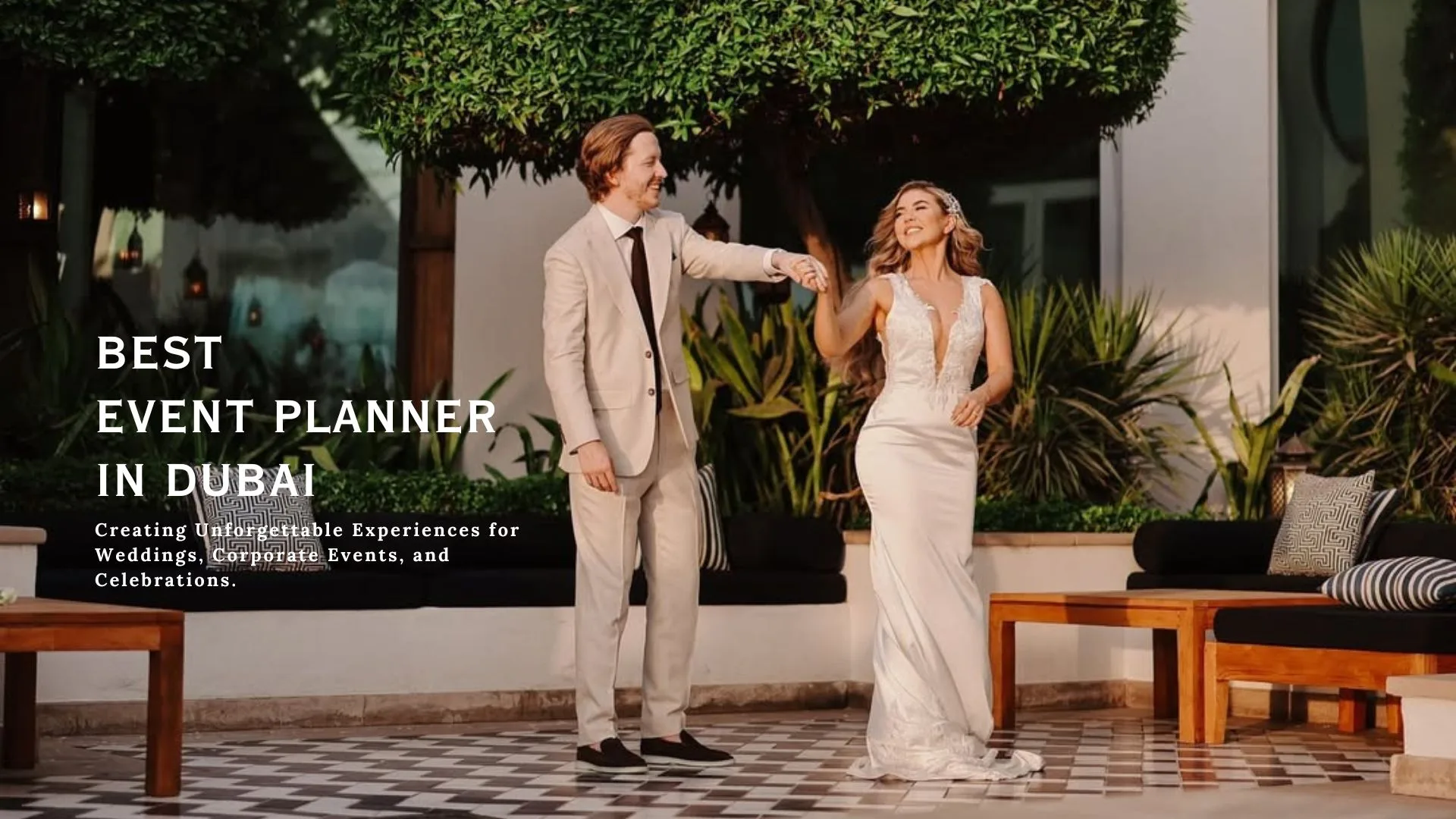 Home 1 Best event planner in Dubai – Eventualle wedding couple celebrating at an outdoor venue